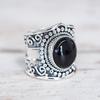 WOSIKATE Vintage Moonstone Thai CopperRing For Women Black Agate Turquoise Finger Ring Fashion Jewellery Drop Shipping