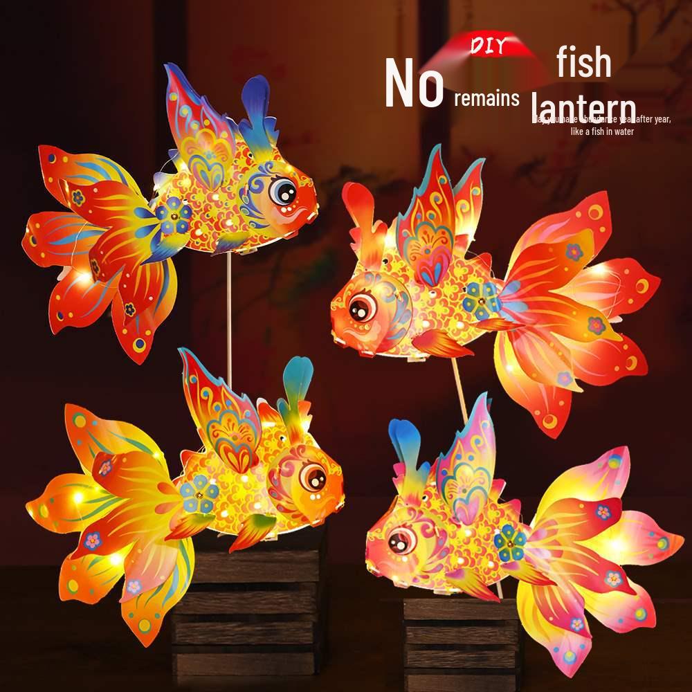 Children s DIY Luminous Dragon Fish Lantern: Ancient Style Mid-Autumn Festival Koi Paper Lantern Kit