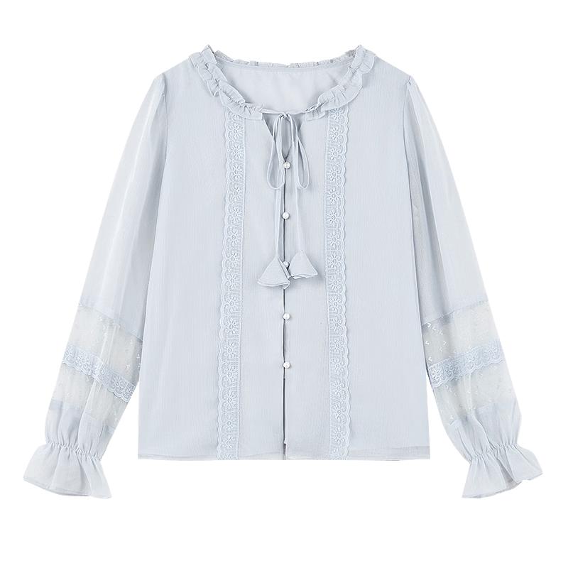 Elegant French Romantic Lace Blouse M