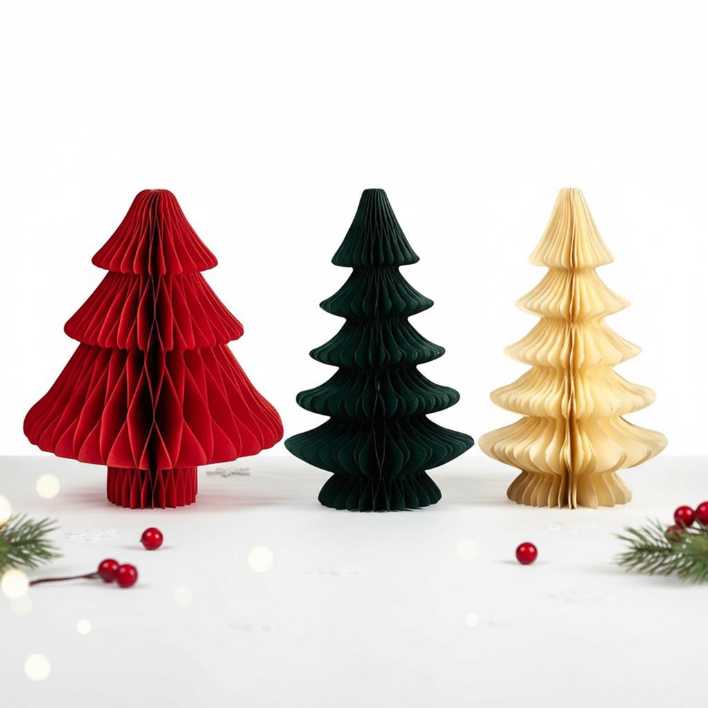 Honeycomb Christmas Tree Decoration 2pcs/3pcs 3D Artificial Tree Centerpiece Rustic for Mantel Xmas Tabletop Centerpiece