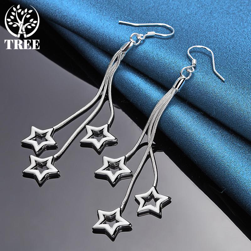 Boucles d'oreilles pendantes en argent sterling 925, chaîne à trois serpents, étoile, bijoux