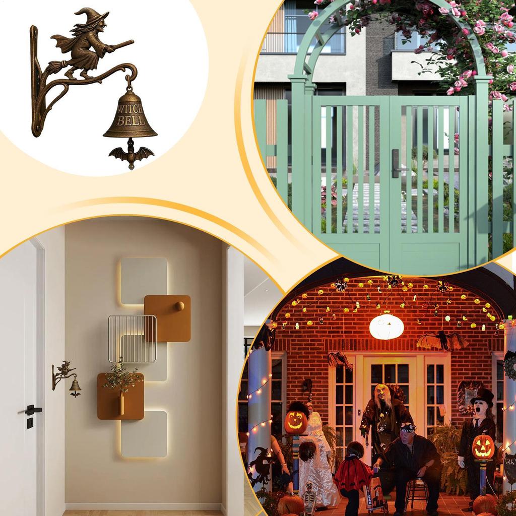 Halloween Witch Doorbell Gothic Witch Decor Hangable Doorbell Garden Decor for Entrance Hallway Shop Retro Witch Doorbell