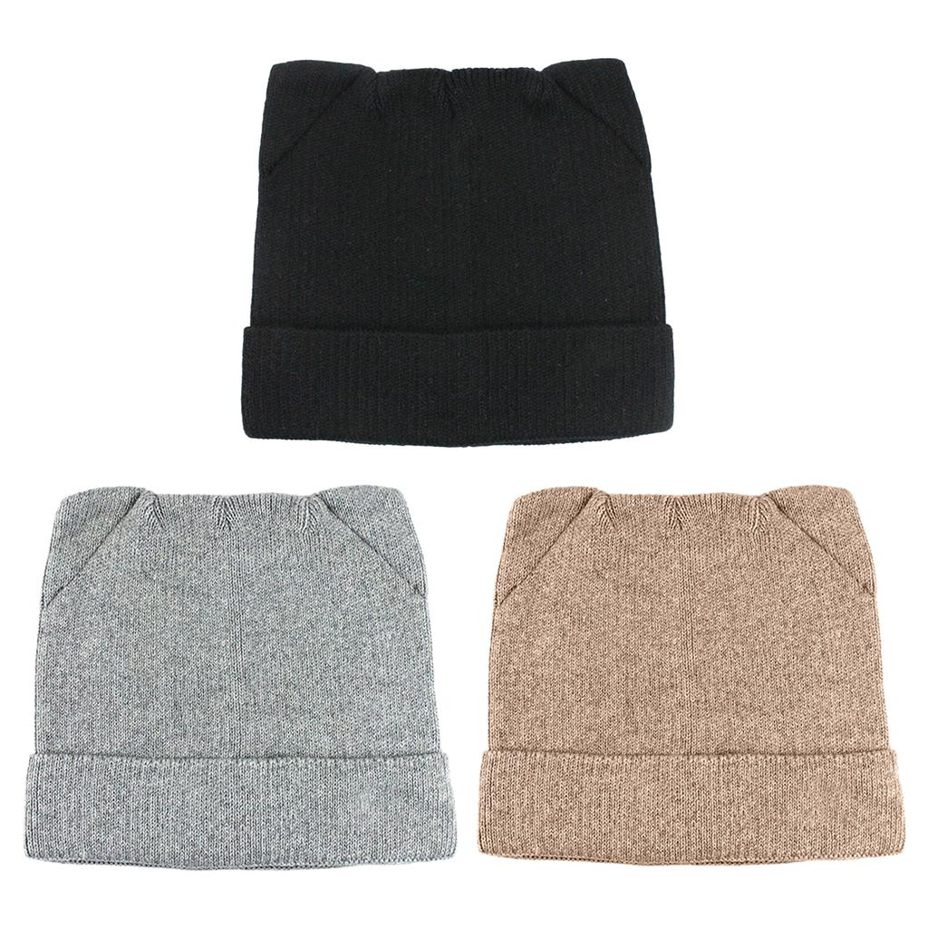 Warm Knitted Bonnet Cap With Cute Cats Ears Design, Soft Breathable Pullover Hat Headwear For Cold Weather