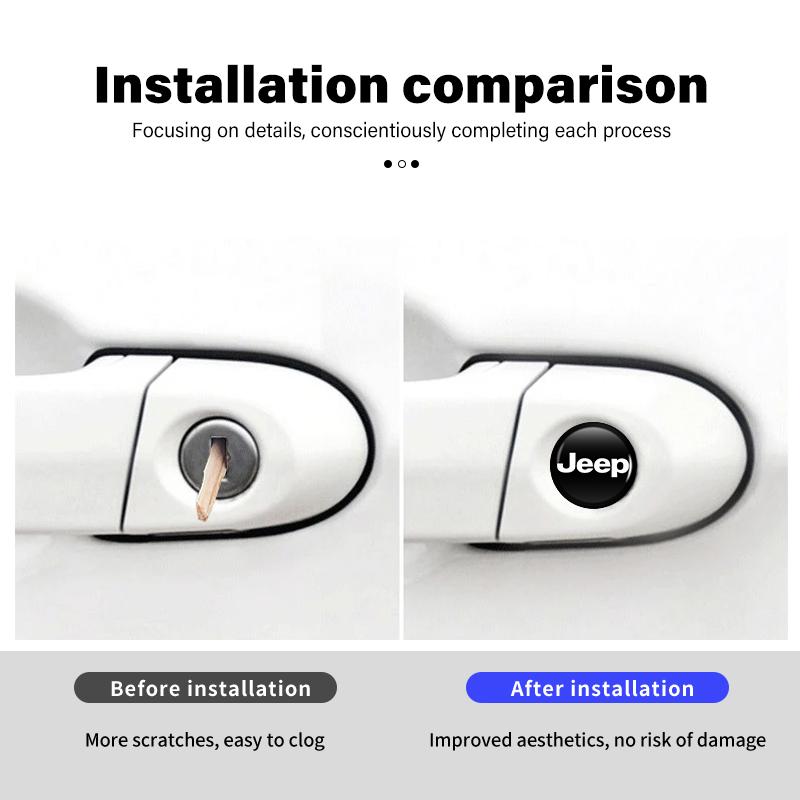 For Jeep Car Door Lock Keyhole Protective Cover Anti-blocking Stickers Cherokee Wrangler JK Gladiator Compass Renegade Patriot AKP1