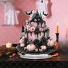 1pcs Halloween Creepy Pink Cake Castle Horror Pumpkin and Bat Tabletop Decoration Ornament - 2D Flat Acrylic Desktop Ornament