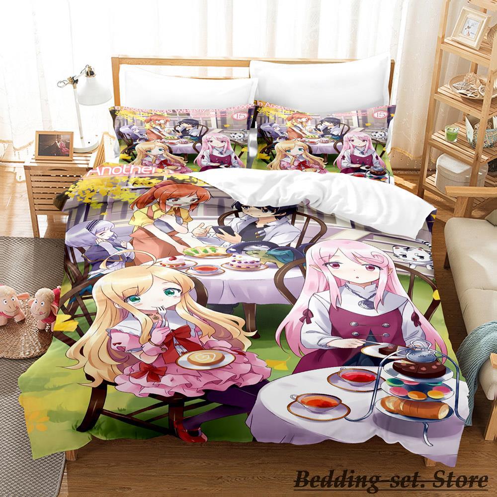 In einer anderen Welt mit meinem Smartphone Bettwäscheset Einzelbett Twin Full Queen King Size Bettset Erwachsener Kind Schlafzimmer Bettdeckenbezug Sets Anime