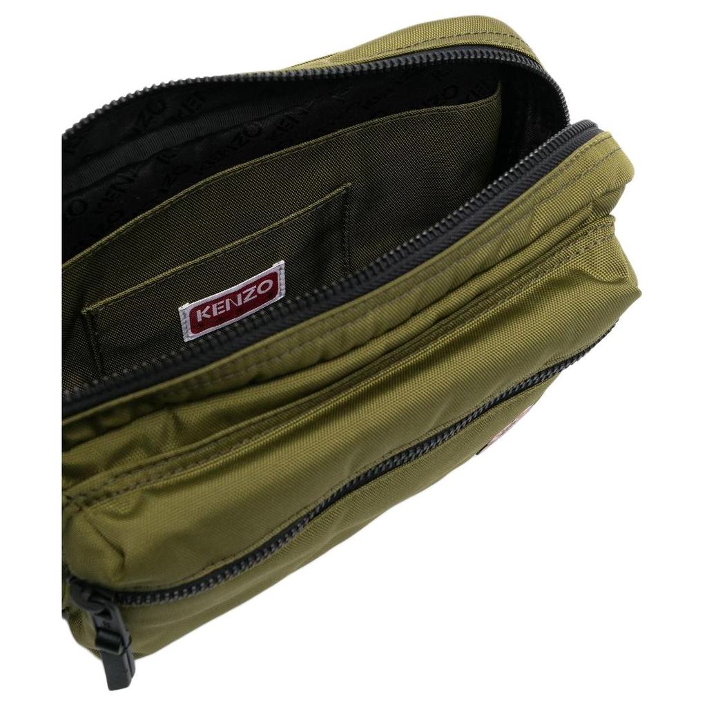 Kenzo Floral Patch Letter Logo Print Nylon Shoulder Crossbody Waist Bag Men bags Khaki FD55SA467F2650