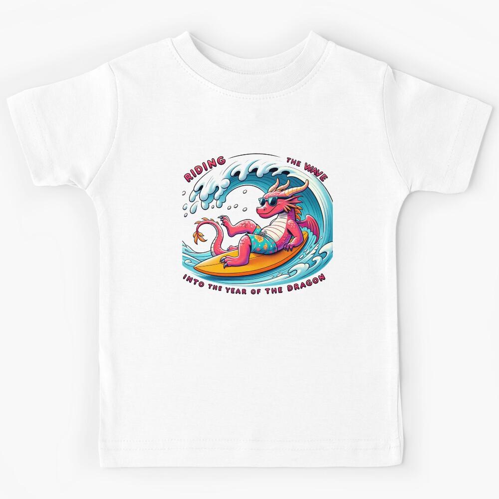 Surfing Dragon Welcomes 2024 - chinese new year 2024 Kids T-Shirt 150