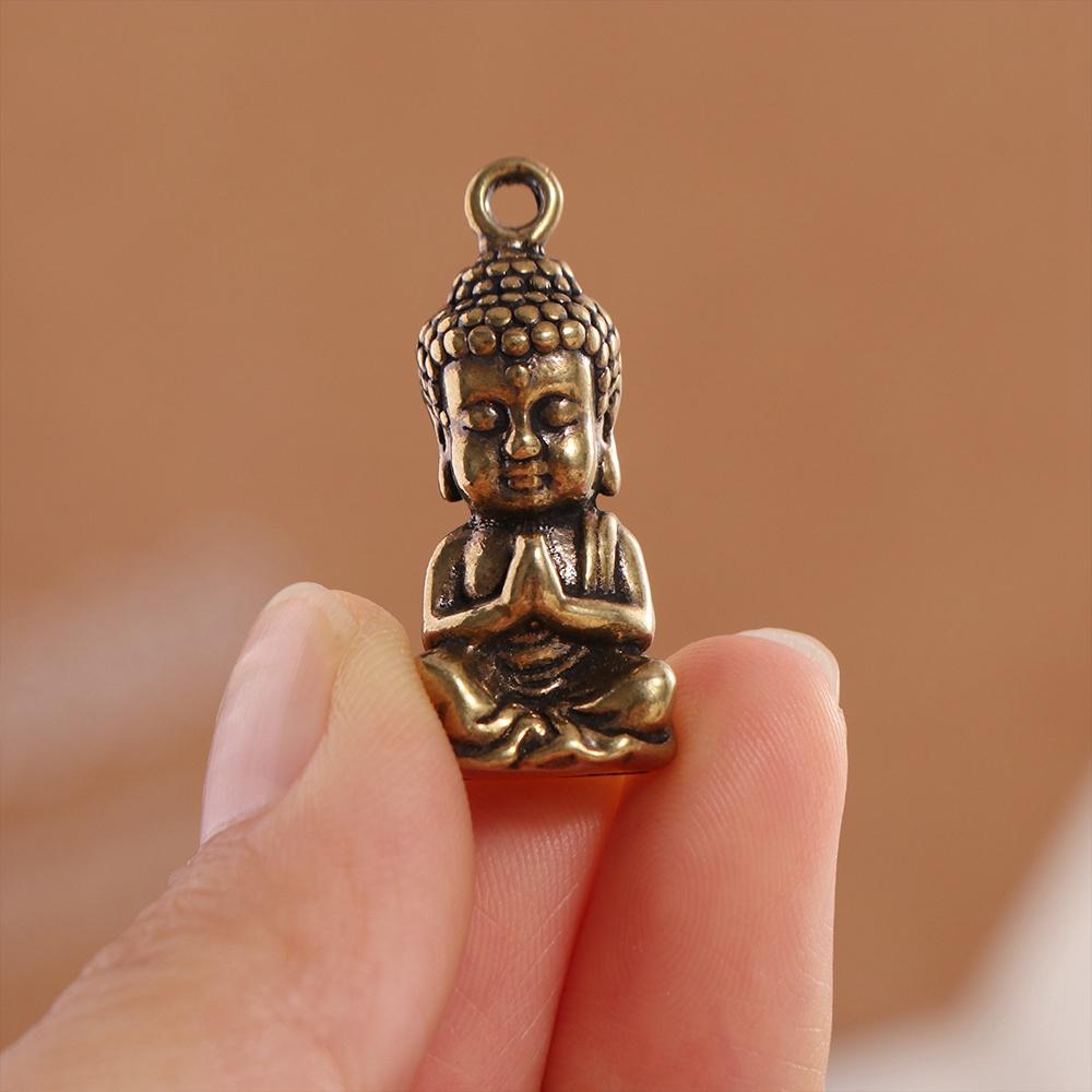 Mini Sakyamuni Buddha-hänge Mässingshantverk Mini Buddha-figur Skrivbordsdekoration