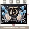 Elegant 75th Birthday Tapestry, Blue Balloons & Sparkle Background
