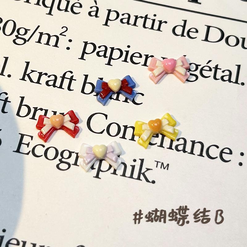

Color Cartoon Bow Resin Nail Patch Diy Wearing Nail Material Nail Jewelry Handmade Embellishment Material