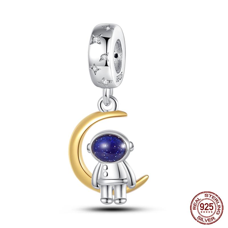 Fashion Copper Astronaut Space Series Charms Beads Fit Qikaola Original Bracelets Diy Anniversary Jewelry