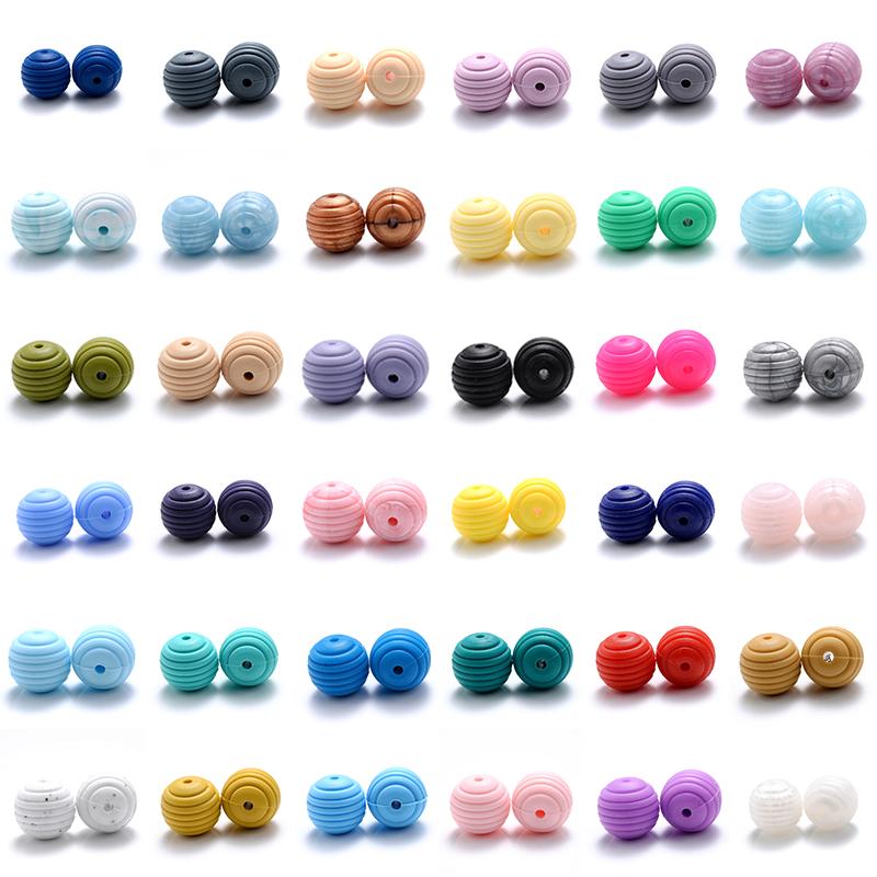 10 Stück/Los 15mm Baby-Silikonperlen Beißringe für 4-6 Monate Spiral-Lebensmittelechtes Silikon Beißring Schnuller Kette Halskette Herstellung