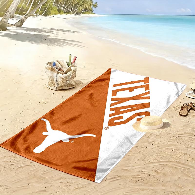 Texas Longhorns Print Beach Towel, Large Soft Quick Dry Towel for Beach Camping Swimming