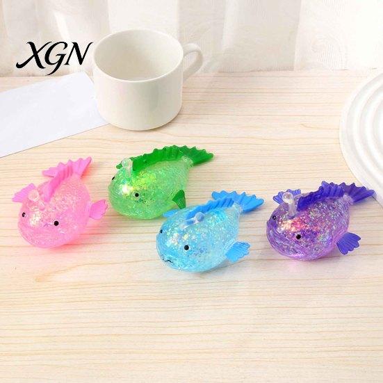 Healing Sensory Toy Lantern Fish Sugar Ball Clear Glitter Sea Squeeze Fidget Stress Soft Stretch Anxiety Relief Hand Relaxation Tool
