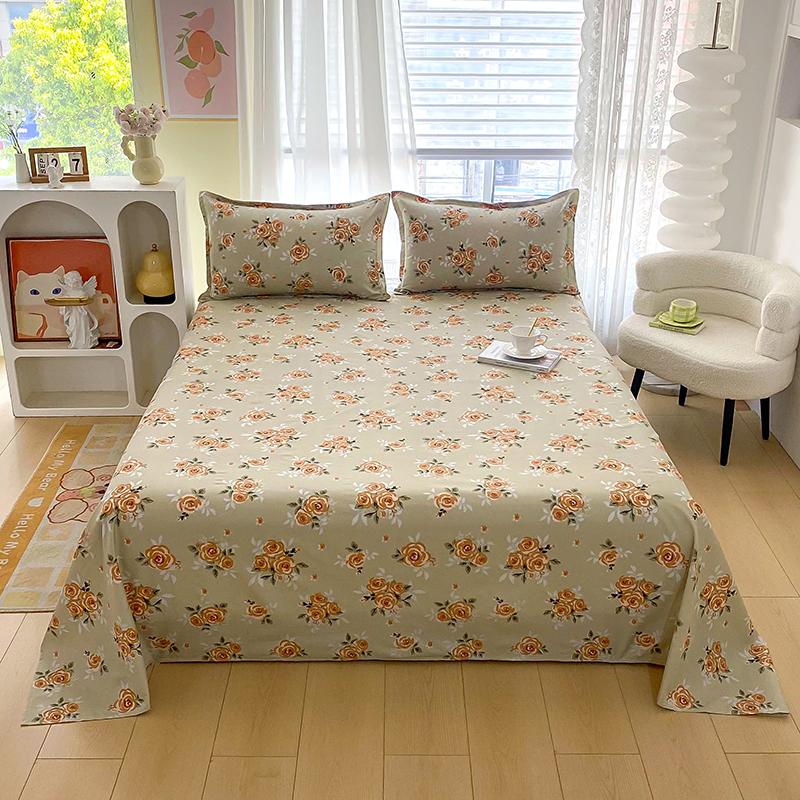 Flower Printed Flat Bed Sheets for Double Bed Single/Queen/King Reactive Printed Top Sheets for Beds sabanas cama Bed Linen