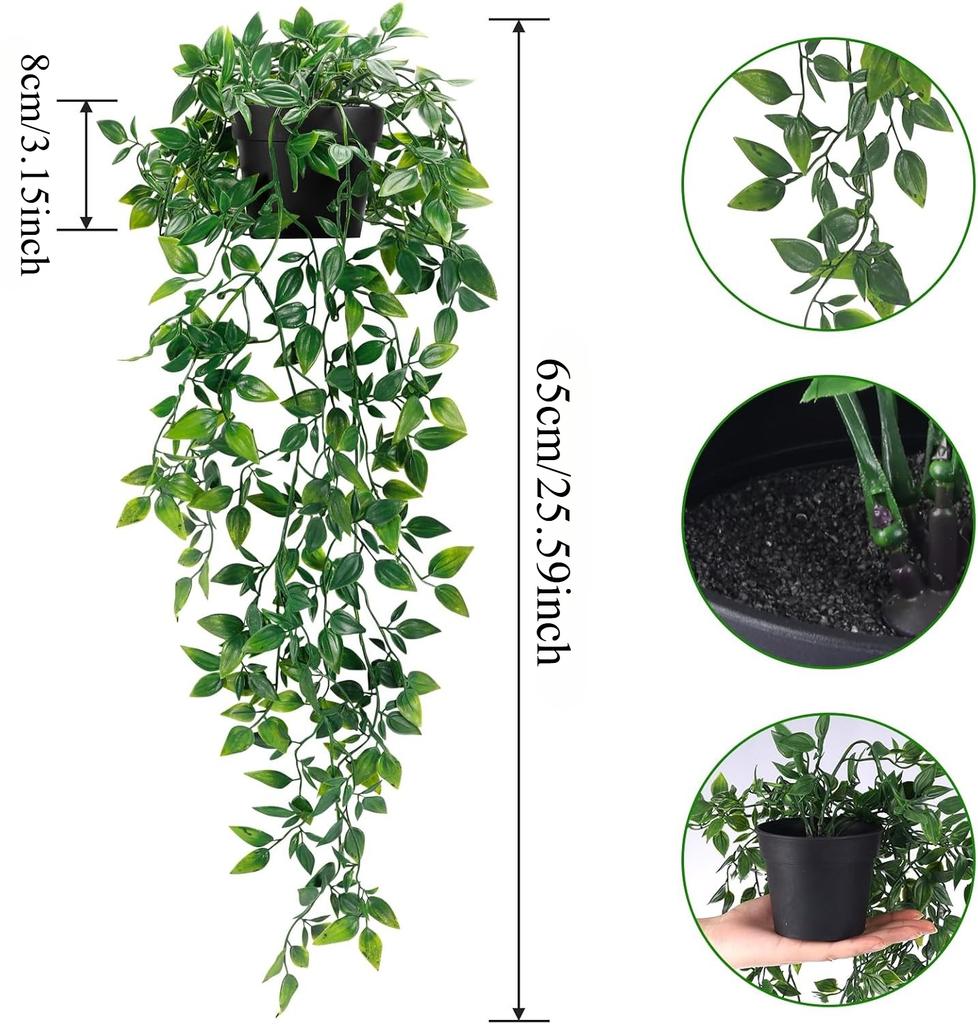 1/3Pcs Artificial Hanging Plants Set String of Pearls Ivy Fern in Pots for Shelf Bathroom Dorm Boho Home Decor