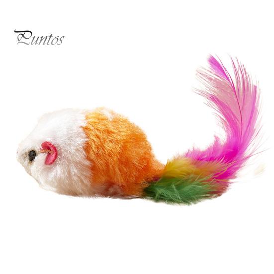 3/5/12Pcs Cat Mouse Toys Faux Fur Cat Mice Toy with Feather Tail Interactive Mini Furry Mouse with Rattle Sounds for Indoor Cat