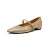 Krazing Pot Sheep Skin Summer Spring Autumn Low Heels Women Square Toe Mary Janes Shallow Pleated Decoration Pumps