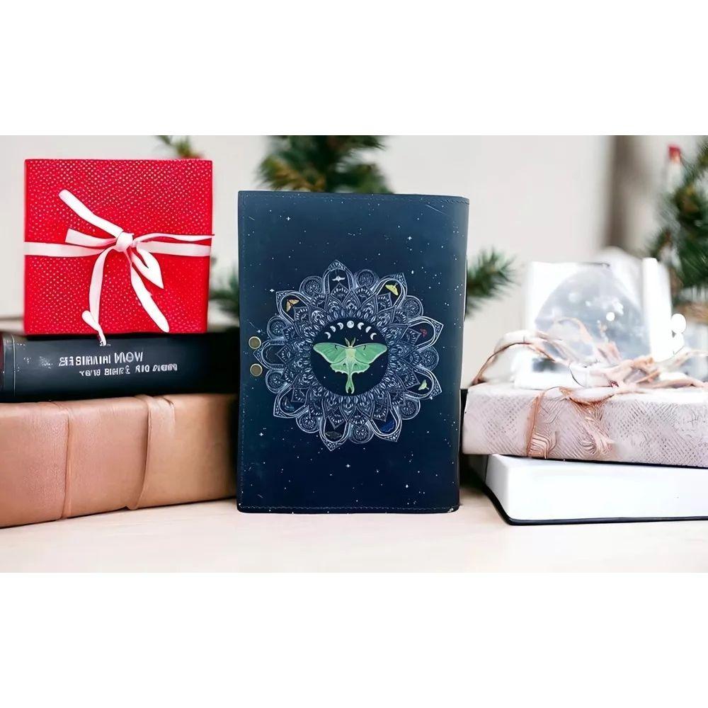 Book of Shadows Journal with Lock Clasp Vintage Handmade Leather Luna Moth