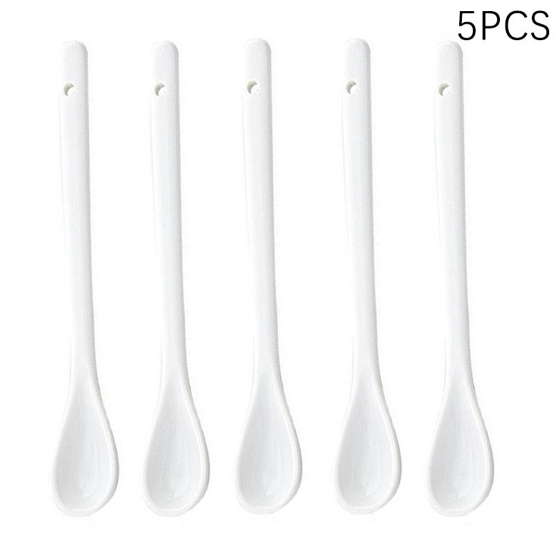 5 ks Porcelánové lžičky Mini Kuchyňské Keramické Čajové Kávové Cukrové Dezertní Lžičky Čistě Bílé Příbory