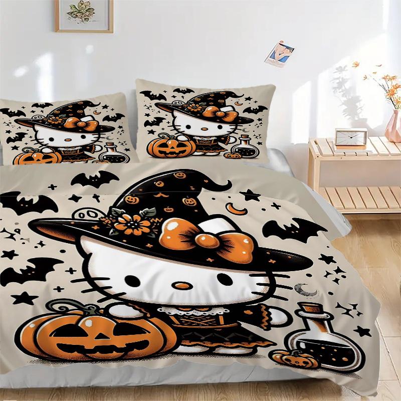 

3pcs Witch Hello Kitty Printed Bedding Set, Soft and Comfortable Quilt Cover for Bedroom, Guest Room ( Not Included).H104 135x200cm