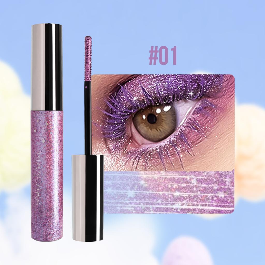 Colorful Mascara with Pearlescent Fine Shimmering, Waterproof and Non-smudge Christmas Spiral Mascara Brush