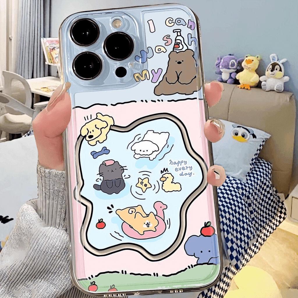 

Cartoon Animal Summer Pool Phone Case for Apple 13 Pro/14/15/16/16 Pro Max - Precise Hole Design iPhone 13 Mini