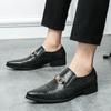 Fashion Fashion Brand Snake Skin Pattern Design Luxury High-quality Decorative Buckle Men Shoe Comfortable Bright Pointed Surface Loafer