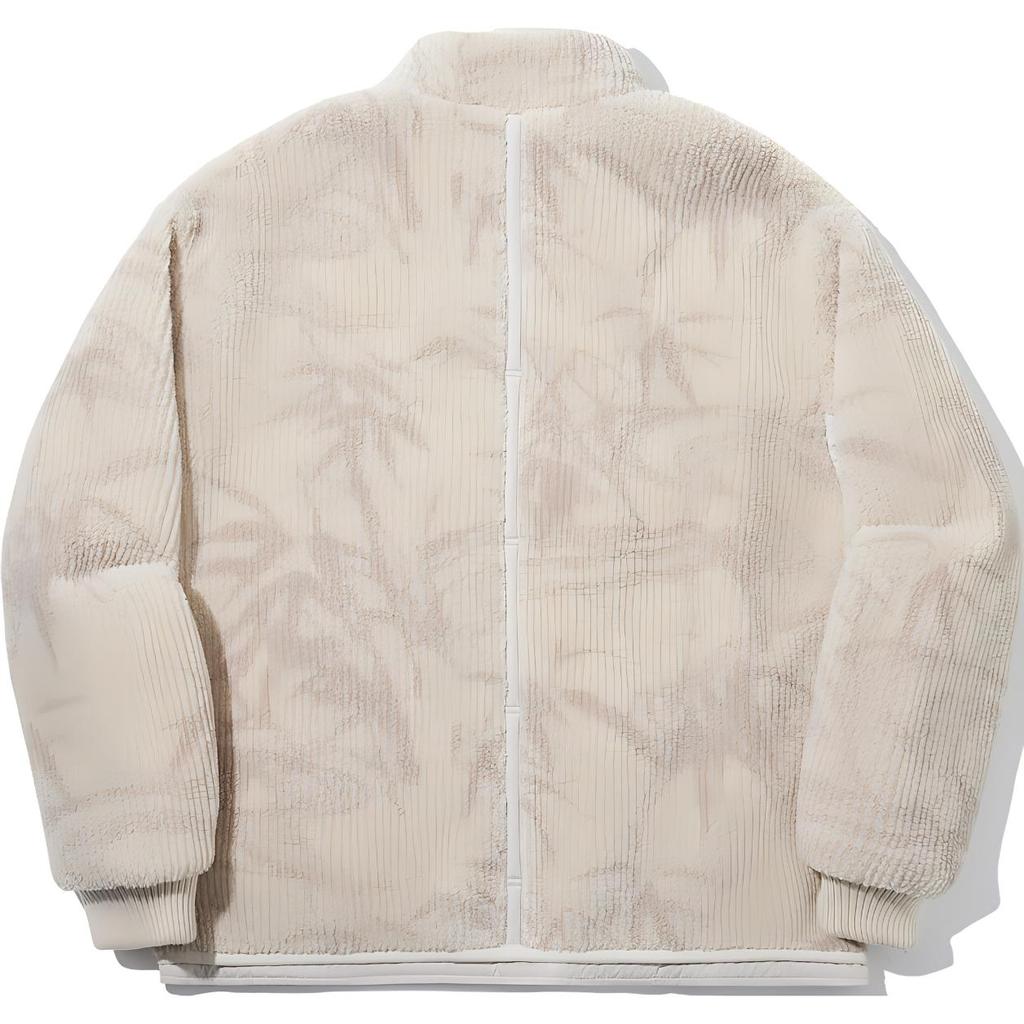 Li Ning X Jackie Chan Collaboration Kung Fu Series All Over Print Loose Fit Stand Collar Zipper Knit Cotton Jacket Men Jackets Oatmeal-Gray AFMU027-1