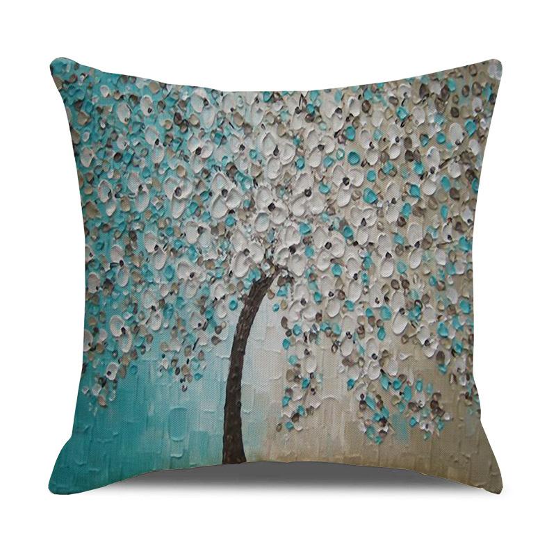 Nordic Home Furnishings Oil Painting Tree Pillow Cover Cartoon Pillow Linen Sofa Cushion Cover New Home Furnishing