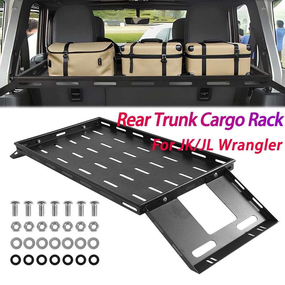 Rear Trunk Cargo Rack Wear Resist Interior Storage Rack Anti-Scratch Lightweight Steel Tray Organizer for 07-25 JK/JL Wrangler