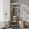 Corner Coat Rack Stand Freestanding Hall Tree with 6 Hooks & 3 Shelves,Entryway Storage for Living Room Entryway