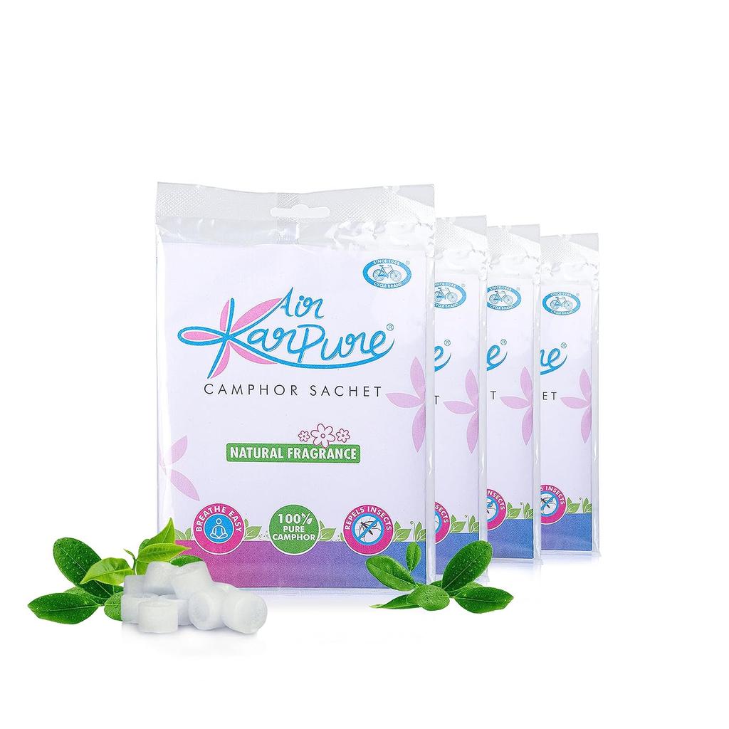 Cycle Karpure Camphor Sachet Pack Of 4 30g Each Long-Lasting Room Car Air Freshener