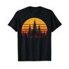 Retro Sun Minimalist Pine Trees Wildlife Nature Forest Unisex T Shirt Vintage Washed Top For Everyday Wear Comfortable Unisex
