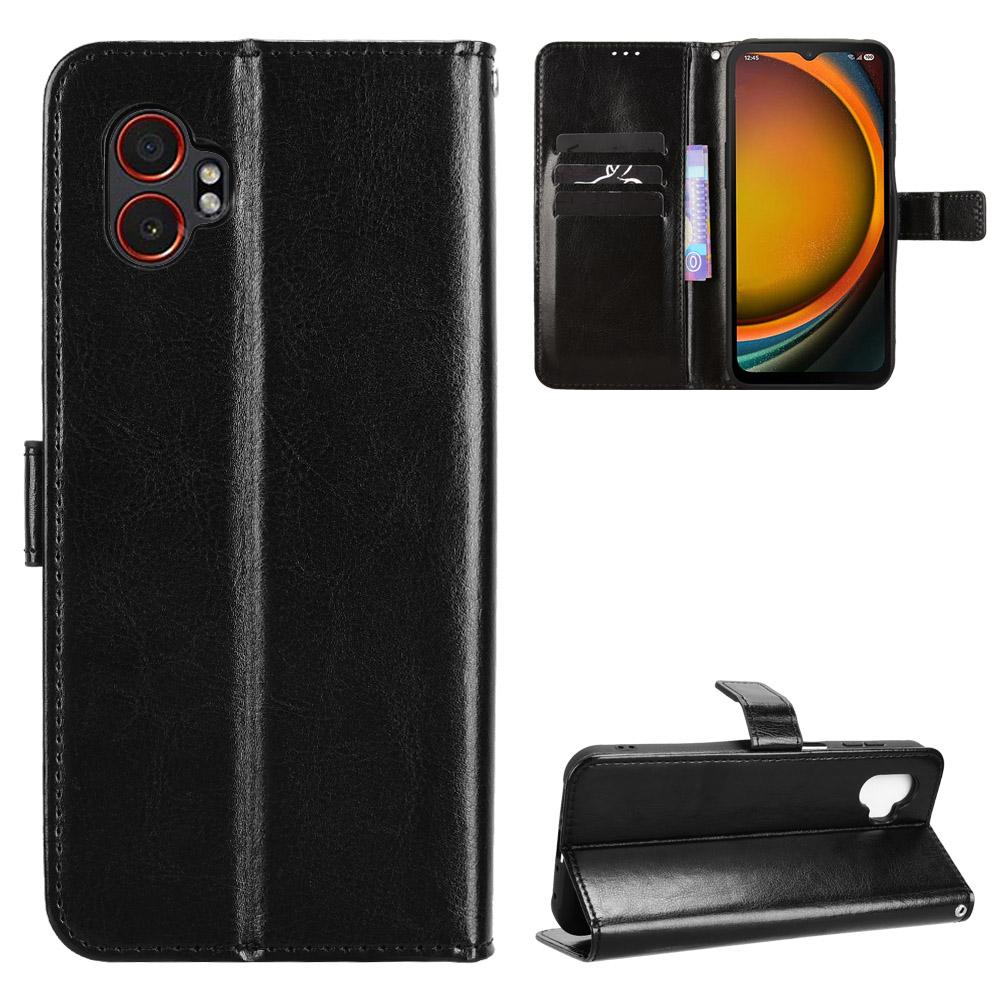 

For Samsung Galaxy XCover7 Pro PU Leather Case with Strap Crazy Horse Texture Phone Wallet Cover A
