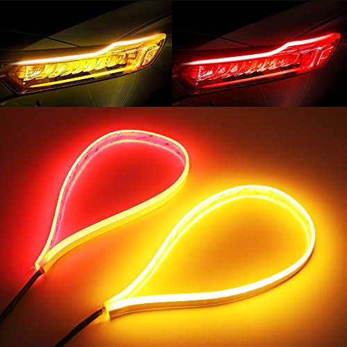 

OPPLIGHT LED Tape Sequential Turn Signal LED Turn Signal Tape Yellow Amber Red 2 Color Switching Delight Position Tail Light Brake Light Double C