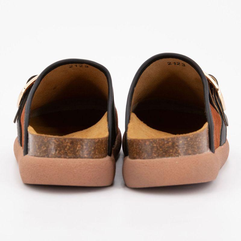 Braune Clogs Ivy mit großer goldener Schnalle Damen SCHOLL