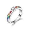 Vintage 925 Silver Rainbow Crystal Rings For Women Girls Wedding Engagement Fashion Jewelry
