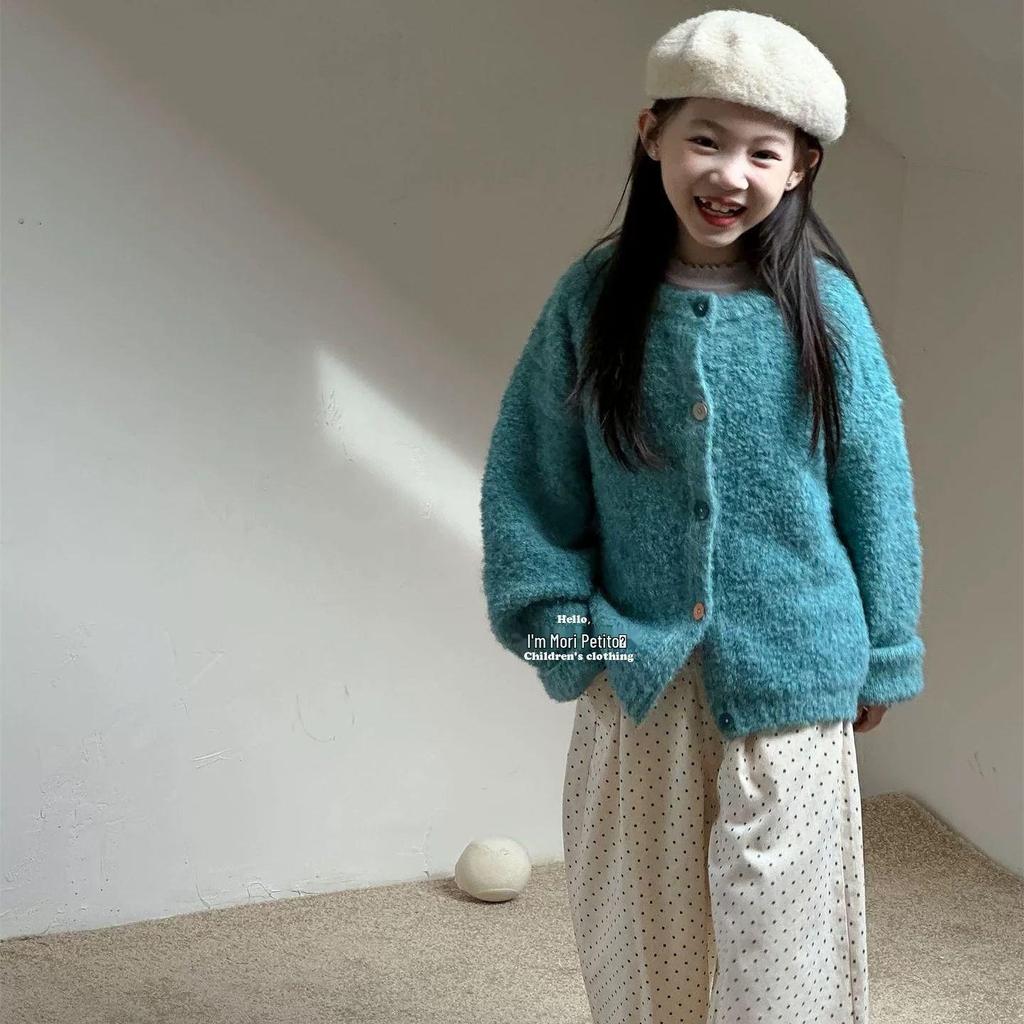 Kids' Fluffy Knitted Cardigan - Autumn/Winter Casual Korean Style Sweater for Boys & Girls