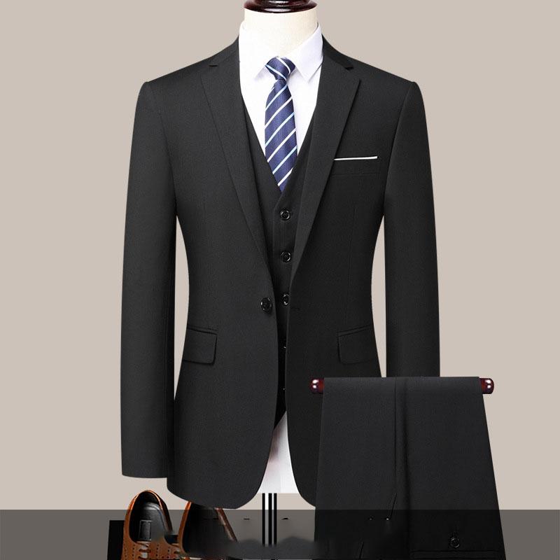 Мужской однотонный костюм-двойка - Модный повседневный красивый деловой костюм, жилет и брюки XXXL