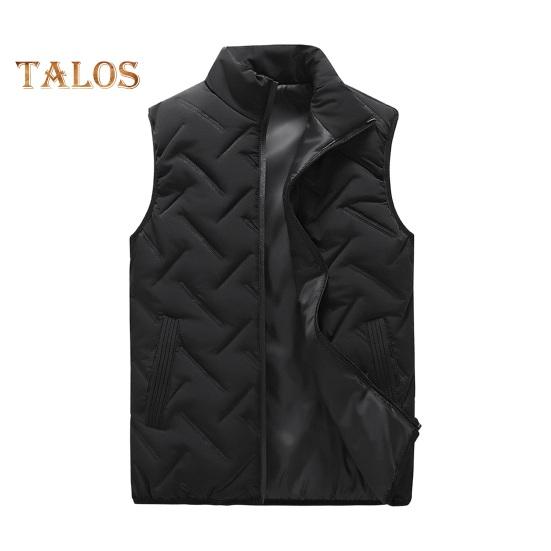 Gilet da uomo con collo alto, senza maniche, chiusura lampo, gilet invernale con tasche, tinta unita, imbottitura spessa, cappotto in cotone