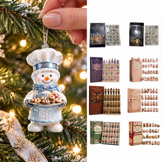 Dekorace odpočítávání do svátku Heritage Akrylový adventní kalendář, Dekorativní závěsná ozdoba, Odolný lehký zahradní blind box pro domácí ložnici a