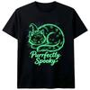 Glow In The Dark Purrfectly Spooky Cat Graphic T-Shirt Halloween Witch Black Cat