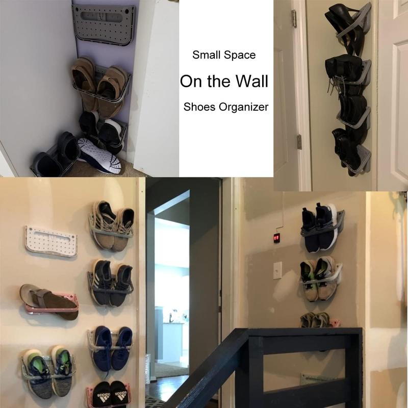 4 Pcs Plastic Hanging Shoe Rack For RV Camper Caravan Shelf Adhesive Wall Mount Folding Shoes Storage Organizer