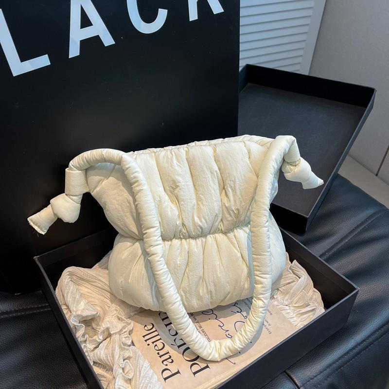 Soft Down Cotton Clothes Bag Women's 2025 Autumn and Winter New Large-capacity Nylon Cloth Bag Shoulder Crossbody Bucket Bag