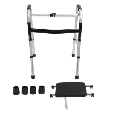 Narrow Walker 8 Gears Adjustable 4 Feet Folding Aluminium Alloy Medical Walker with Soft Seat
