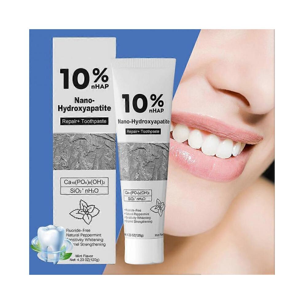 10%nHAP Nano Hydroxyapatite Toothpaste for Sensitive Teeth - Advanced Enamel Repair Fluoride-Free & Teeth Whitening Formula, Fresh Mint Flavor
