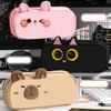 Animal Themed Pencil Pouches Large Capacity Canvas Pencil Case with Portable Lanyard For Kid Adult School Office Travel