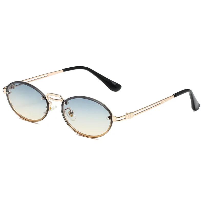 Trend Oval Sunglasses Women Light Luxury Brand Designer Punk Gold Metal Frame Fashion Sunglasses Uv Protection Lentes